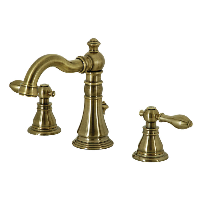 American Classic FSC19733ACL Two-Handle 3-Hole Deck Mount Widespread Bathroom Faucet with Brass Pop-Up, Antique Brass