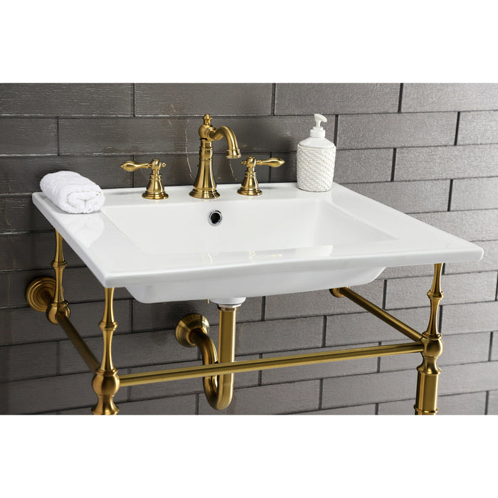 American Classic FSC1973ACL Two-Handle 3-Hole Deck Mount Widespread Bathroom Faucet with Brass Pop-Up, Brushed Brass