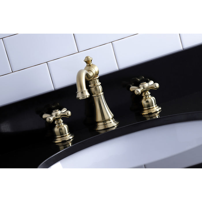 American Classic FSC1973AX Two-Handle 3-Hole Deck Mount Widespread Bathroom Faucet with Brass Pop-Up, Brushed Brass