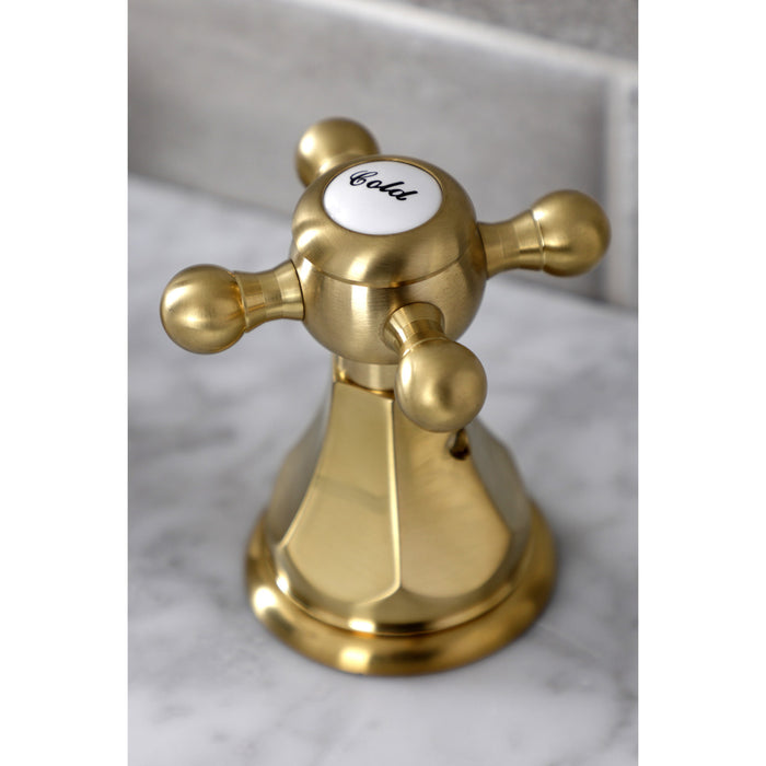 Kingston Heirloom FSC1973BX - Metropolitan Two-Handle 3-Hole Deck Mount Widespread Bathroom Faucet with Brass Pop-Up, Brushed Brass