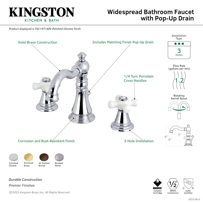 American Classic FSC1975APX Two-Handle 3-Hole Deck Mount Widespread Bathroom Faucet with Pop-Up Drain, Oil Rubbed Bronze