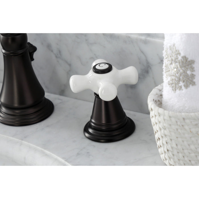 Kingston Heirloom FSC1975APX - American Classic Two-Handle 3-Hole Deck Mount Widespread Bathroom Faucet with Pop-Up Drain, Oil Rubbed Bronze