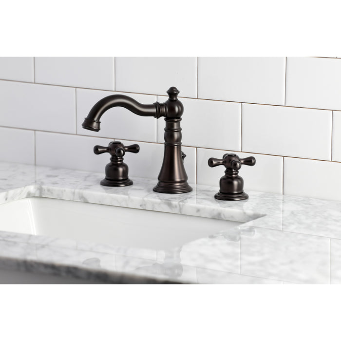 Kingston Heirloom FSC1975AX - American Classic Two-Handle 3-Hole Deck Mount Widespread Bathroom Faucet with Pop-Up Drain, Oil Rubbed Bronze