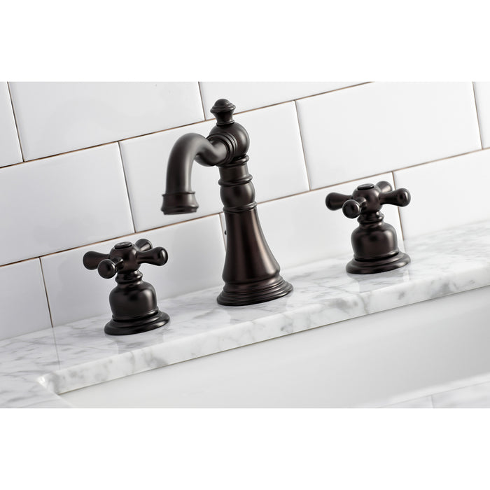 Kingston Heirloom FSC1975AX - American Classic Two-Handle 3-Hole Deck Mount Widespread Bathroom Faucet with Pop-Up Drain, Oil Rubbed Bronze