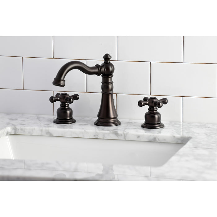 Kingston Heirloom FSC1975AX - American Classic Two-Handle 3-Hole Deck Mount Widespread Bathroom Faucet with Pop-Up Drain, Oil Rubbed Bronze
