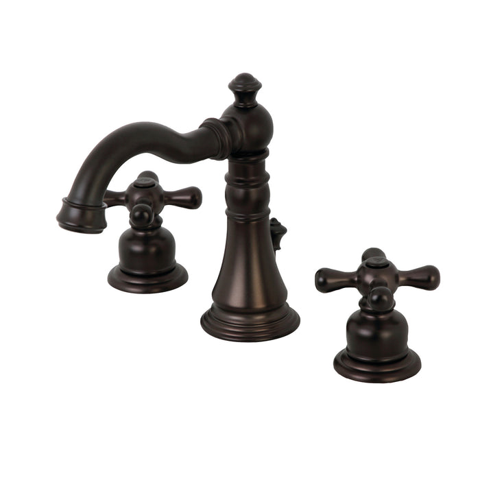 Kingston Heirloom FSC1975AX - American Classic Two-Handle 3-Hole Deck Mount Widespread Bathroom Faucet with Pop-Up Drain, Oil Rubbed Bronze