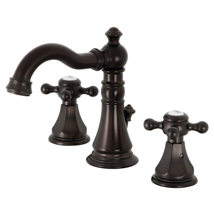 Kingston Heirloom FSC1975BX - Metropolitan Two-Handle 3-Hole Deck Mount Widespread Bathroom Faucet with Pop-Up Drain, Oil Rubbed Bronze