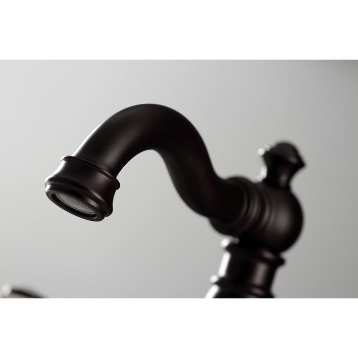 Kingston Heirloom FSC1975PX - American Classic Two-Handle 3-Hole Deck Mount Widespread Bathroom Faucet with Pop-Up Drain, Oil Rubbed Bronze