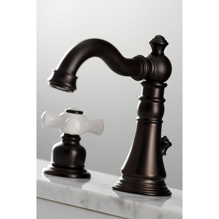 Kingston Heirloom FSC1975PX - American Classic Two-Handle 3-Hole Deck Mount Widespread Bathroom Faucet with Pop-Up Drain, Oil Rubbed Bronze
