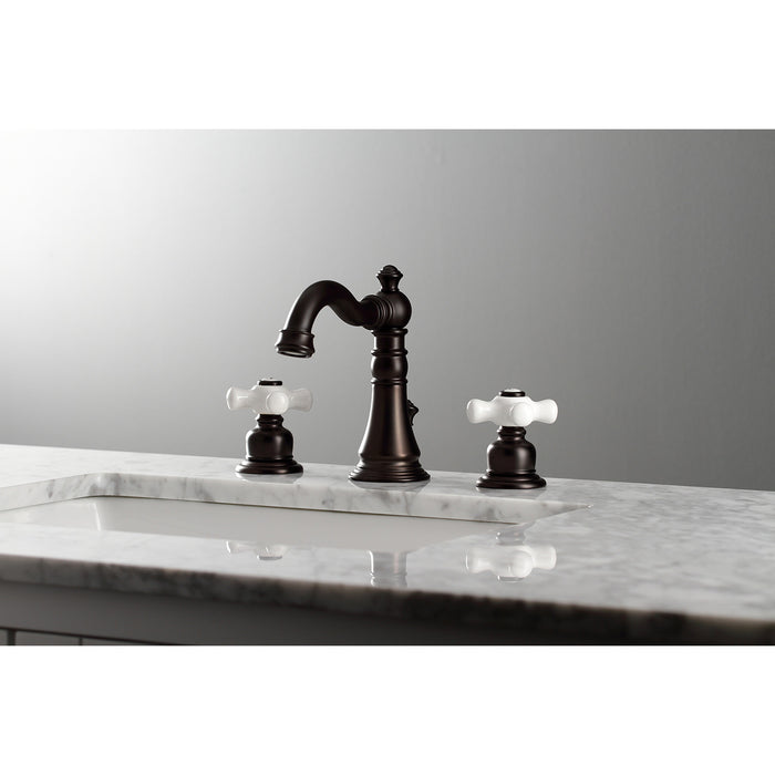 Kingston Heirloom FSC1975PX - American Classic Two-Handle 3-Hole Deck Mount Widespread Bathroom Faucet with Pop-Up Drain, Oil Rubbed Bronze