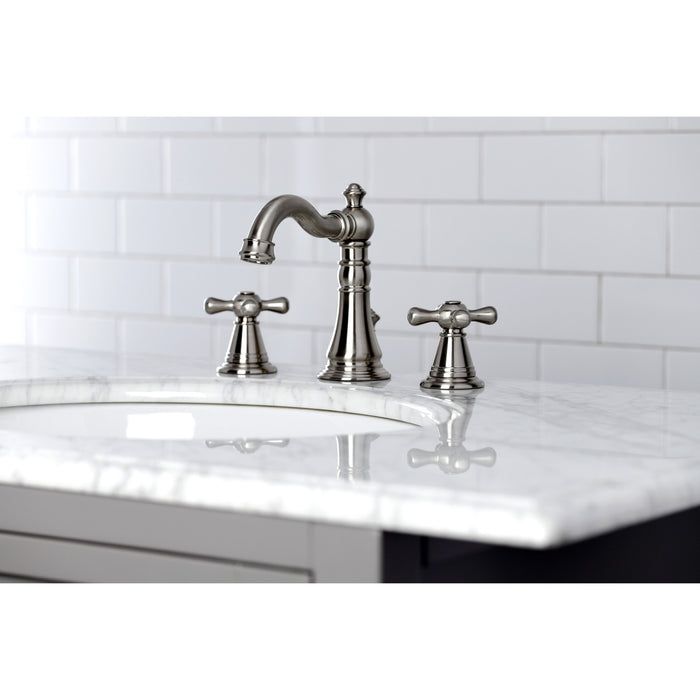 American Classic FSC1978AAX Two-Handle 3-Hole Deck Mount Widespread Bathroom Faucet with Pop-Up Drain, Brushed Nickel