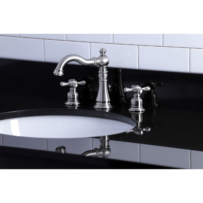 American Classic FSC1978AX Two-Handle 3-Hole Deck Mount Widespread Bathroom Faucet with Pop-Up Drain, Brushed Nickel