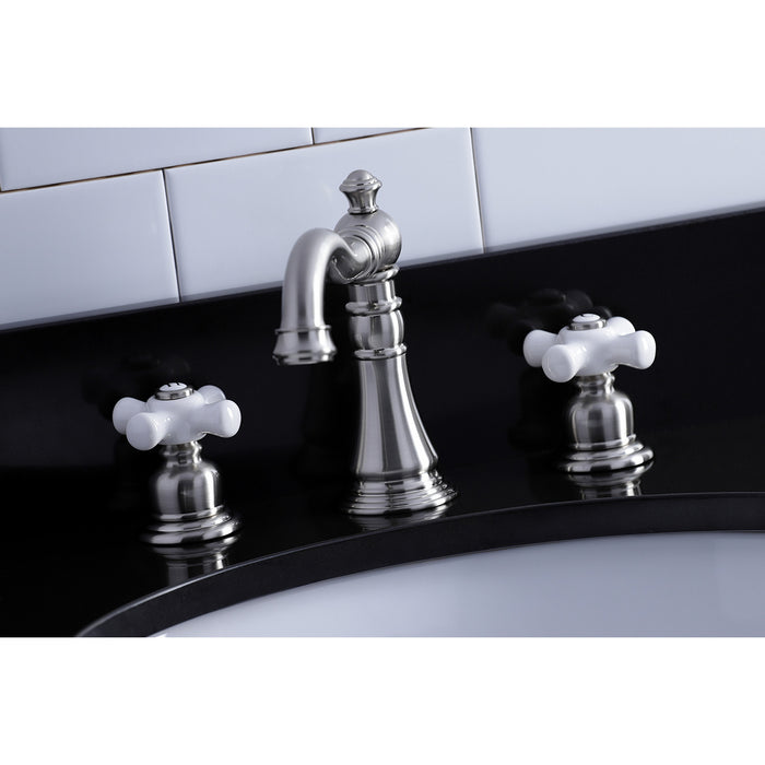 American Classic FSC1978PX Two-Handle 3-Hole Deck Mount Widespread Bathroom Faucet with Pop-Up Drain, Brushed Nickel