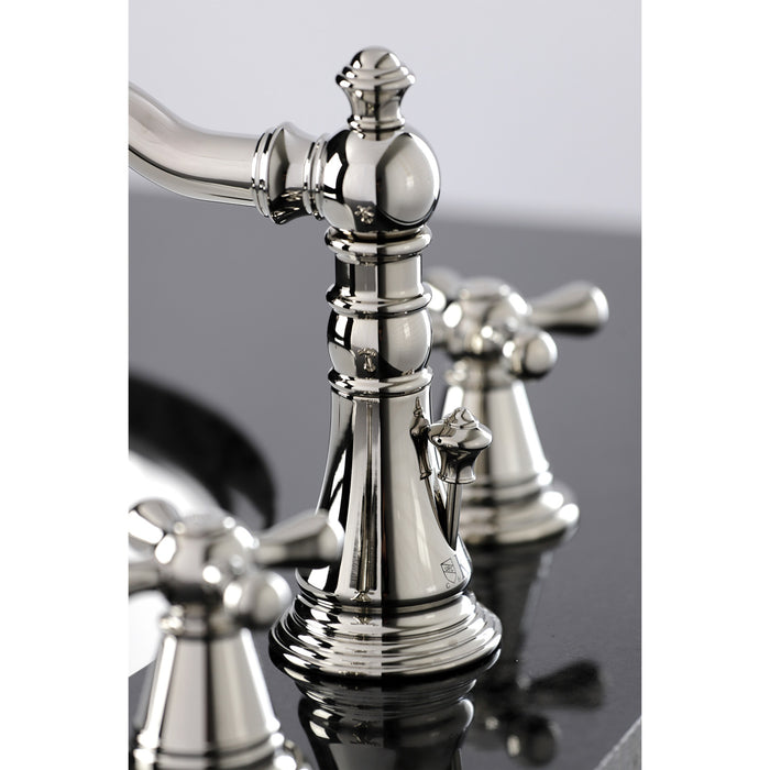 American Classic FSC1979AAX Two-Handle 3-Hole Deck Mount Widespread Bathroom Faucet with Brass Pop-Up, Polished Nickel