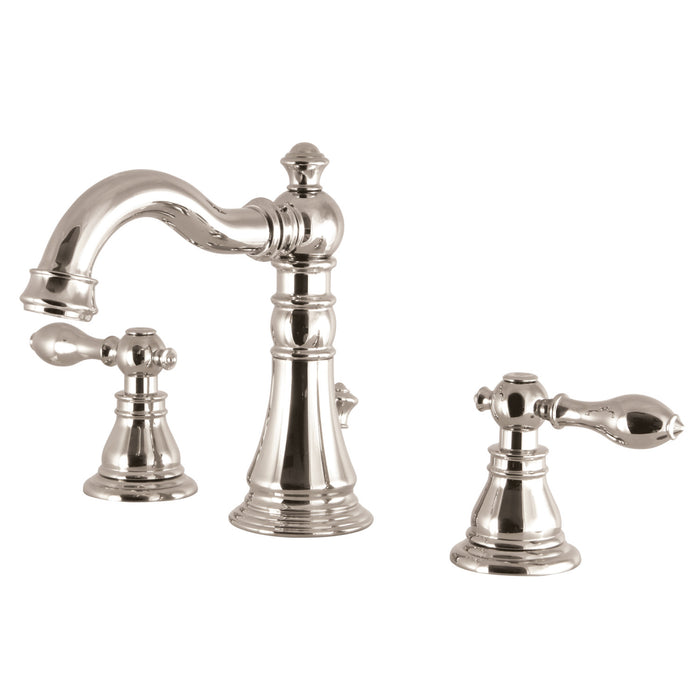 American Classic FSC1979ACL Two-Handle 3-Hole Deck Mount Widespread Bathroom Faucet with Brass Pop-Up, Polished Nickel