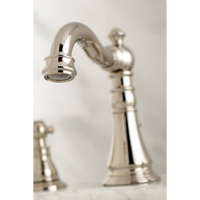 English Classic FSC1979AL Two-Handle 3-Hole Deck Mount Widespread Bathroom Faucet with Brass Pop-Up, Polished Nickel