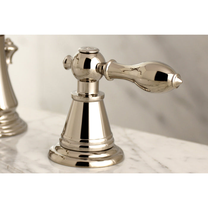 English Classic FSC1979AL Two-Handle 3-Hole Deck Mount Widespread Bathroom Faucet with Brass Pop-Up, Polished Nickel