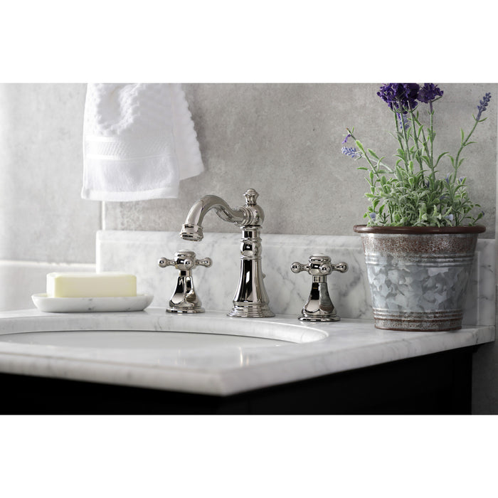 Metropolitan FSC1979BX Two-Handle 3-Hole Deck Mount Widespread Bathroom Faucet with Brass Pop-Up, Polished Nickel