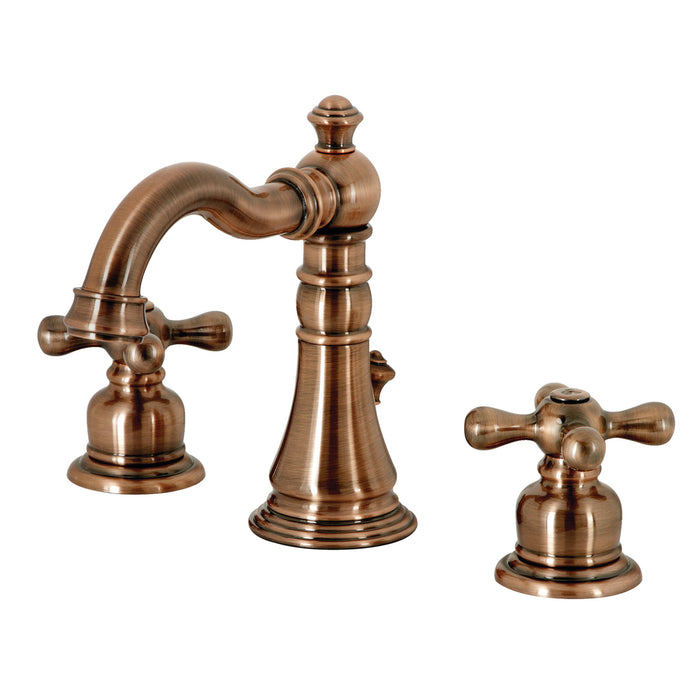 American Classic FSC197AXAC Two-Handle 3-Hole Deck Mount Widespread Bathroom Faucet with Brass Pop-Up, Antique Copper