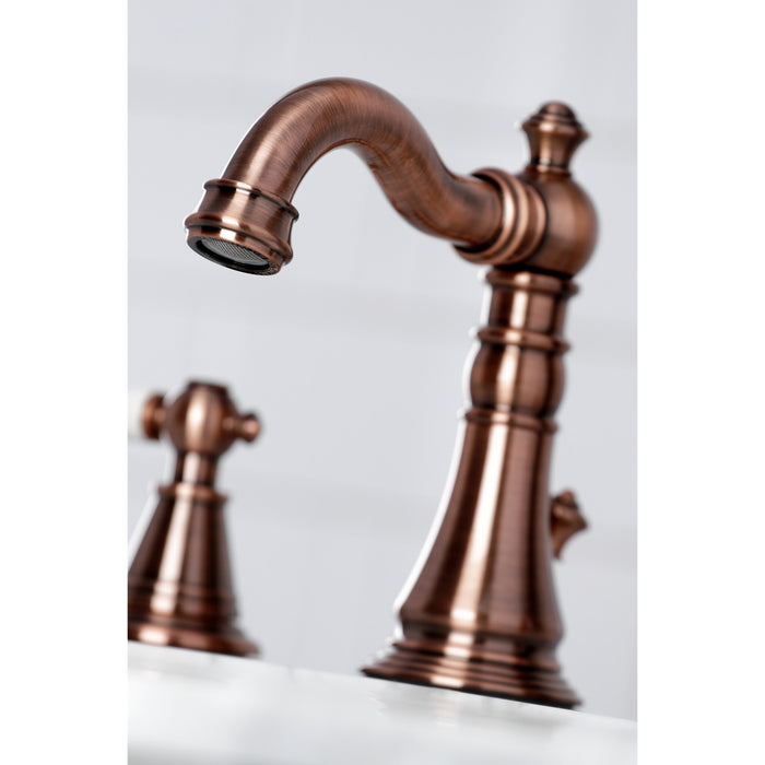 English Classic FSC197PLAC Two-Handle 3-Hole Deck Mount Widespread Bathroom Faucet with Brass Pop-Up, Antique Copper