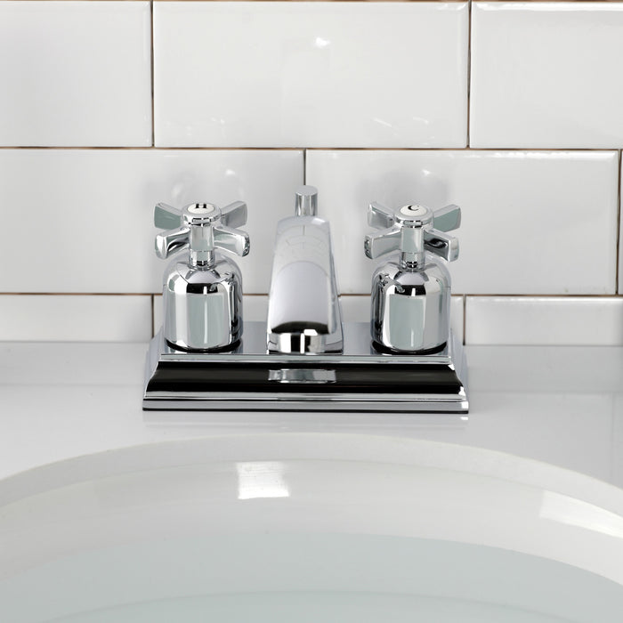 Kingston Tulare FSC4641ZX - Millennium Double-Handle 3-Hole Deck Mount 4-Inch Centerset Bathroom Faucet with Pop-Up Drain, Polished Chrome