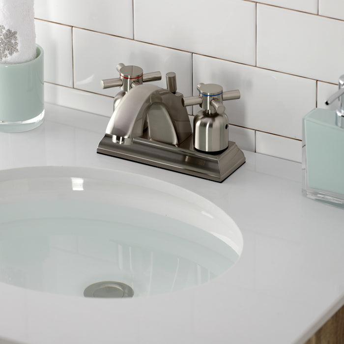 Kingston Tulare FSC4648DX - Concord Double-Handle 3-Hole Deck Mount 4-Inch Centerset Bathroom Faucet with Pop-Up Drain, Brushed Nickel