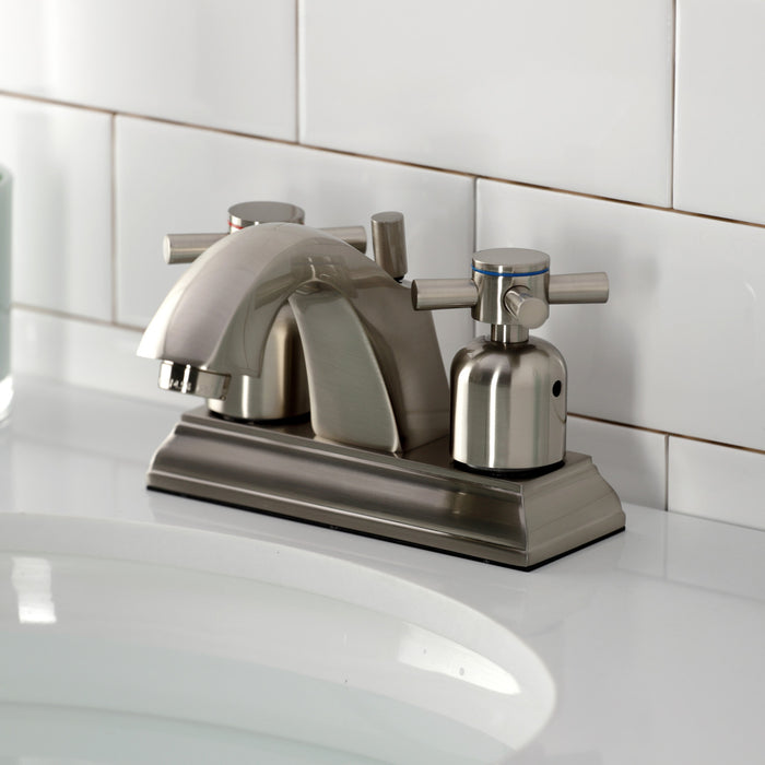 Kingston Tulare FSC4648DX - Concord Double-Handle 3-Hole Deck Mount 4-Inch Centerset Bathroom Faucet with Pop-Up Drain, Brushed Nickel