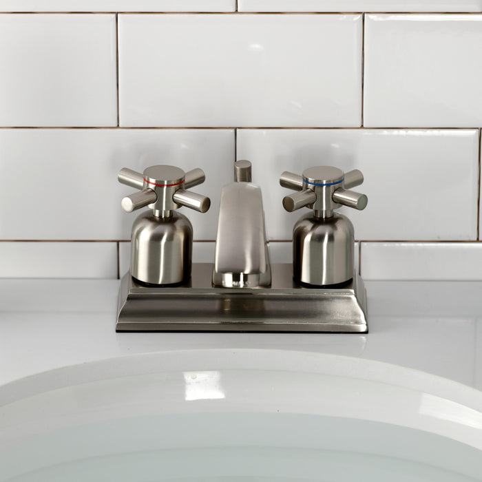 Kingston Tulare FSC4648DX - Concord Double-Handle 3-Hole Deck Mount 4-Inch Centerset Bathroom Faucet with Pop-Up Drain, Brushed Nickel