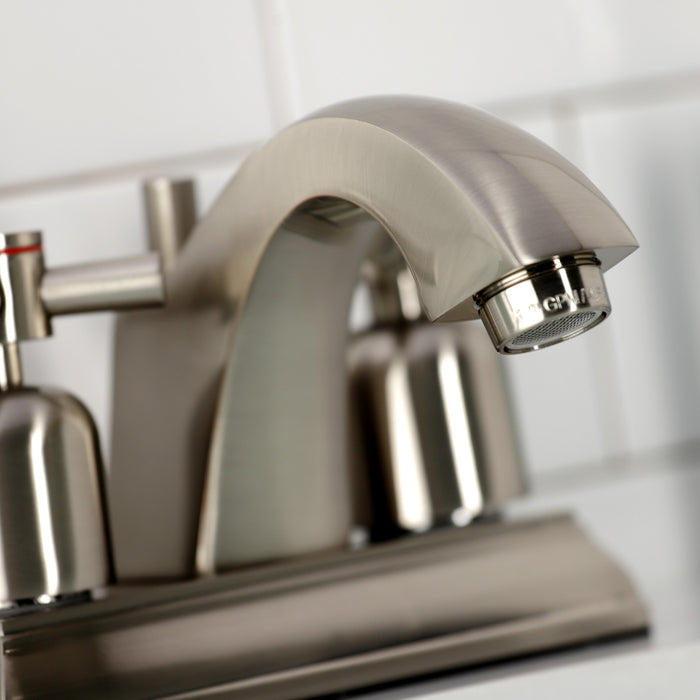 Kingston Tulare FSC4648DX - Concord Double-Handle 3-Hole Deck Mount 4-Inch Centerset Bathroom Faucet with Pop-Up Drain, Brushed Nickel