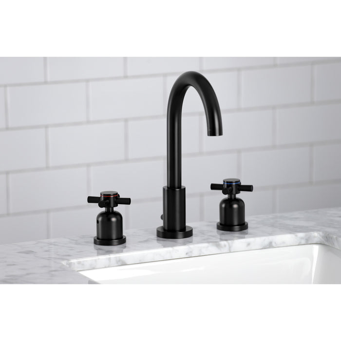 Kingston Sona FSC8920DX - Concord Two-Handle 3-Hole Deck Mount Widespread Bathroom Faucet with Brass Pop-Up, Matte Black