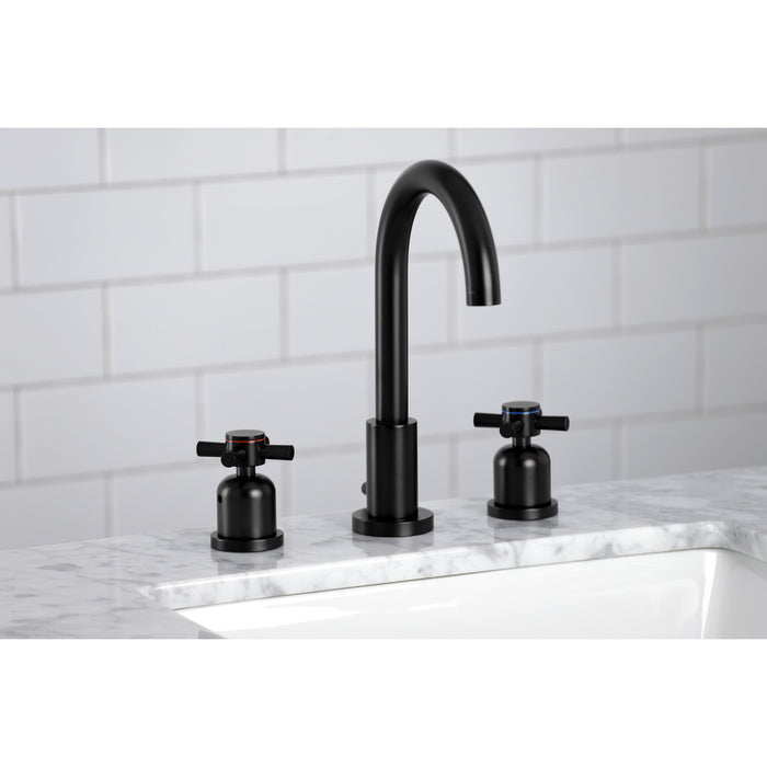 Concord FSC8920DX Two-Handle 3-Hole Deck Mount Widespread Bathroom Faucet with Pop-Up Drain, Matte Black