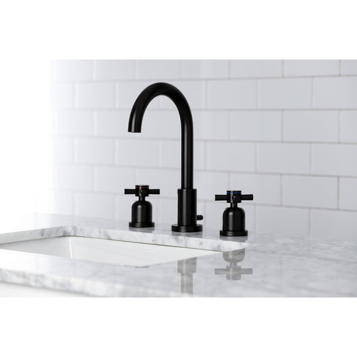 Kingston Sona FSC8920DX - Concord Two-Handle 3-Hole Deck Mount Widespread Bathroom Faucet with Brass Pop-Up, Matte Black