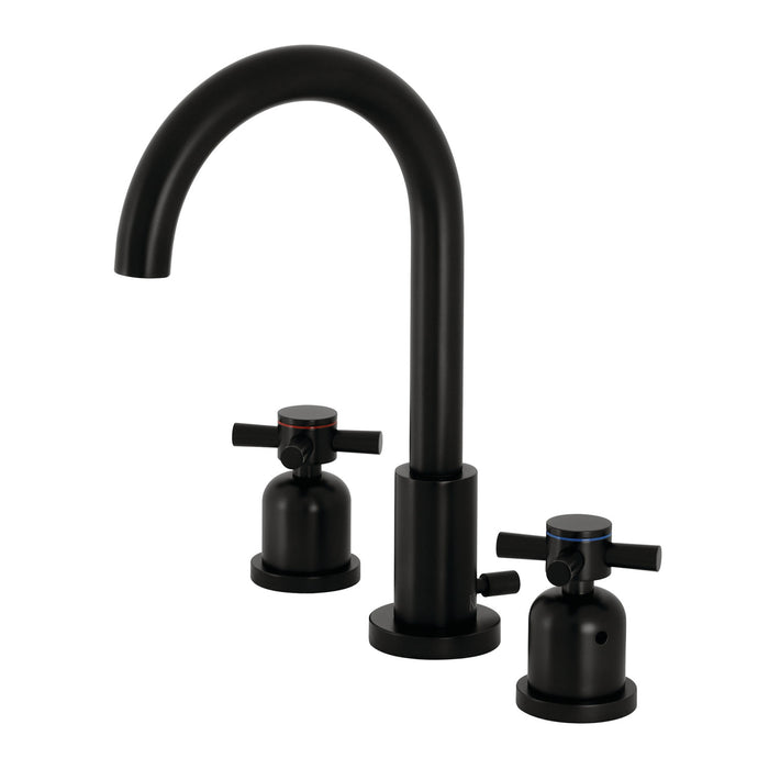 Kingston Sona FSC8920DX - Concord Two-Handle 3-Hole Deck Mount Widespread Bathroom Faucet with Brass Pop-Up, Matte Black