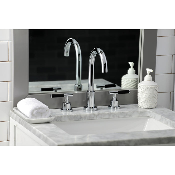 Kaiser FSC8921CKL Two-Handle 3-Hole Deck Mount Widespread Bathroom Faucet with Pop-Up Drain, Polished Chrome