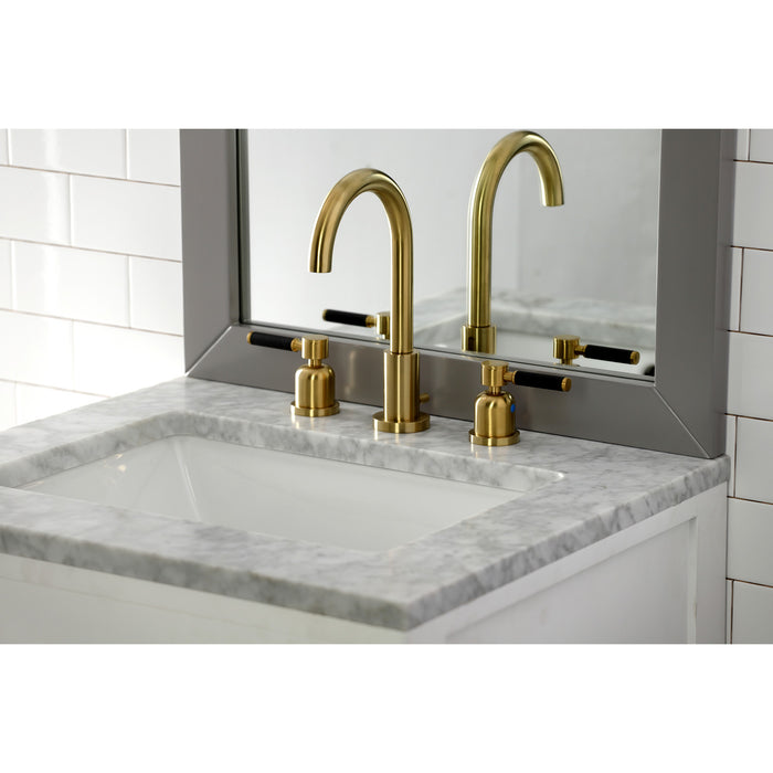 Kaiser FSC8923DKL Two-Handle 3-Hole Deck Mount Widespread Bathroom Faucet with Pop-Up Drain, Brushed Brass