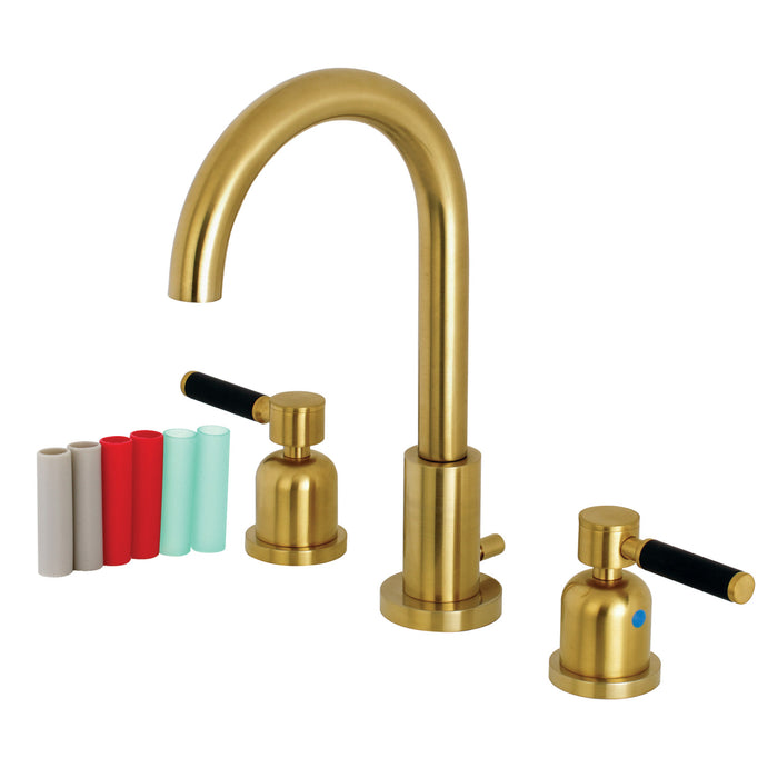 Kaiser FSC8923DKL Two-Handle 3-Hole Deck Mount Widespread Bathroom Faucet with Pop-Up Drain, Brushed Brass