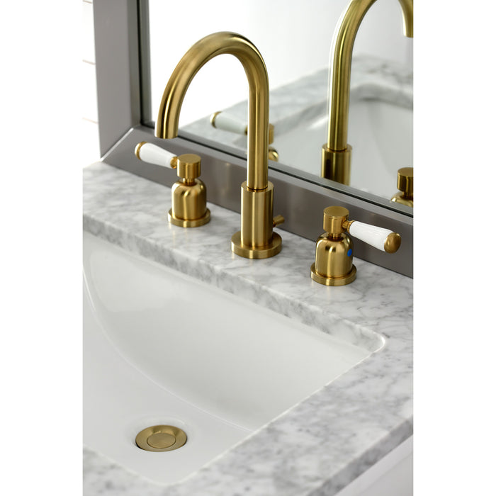 Paris FSC8923DPL Two-Handle 3-Hole Deck Mount Widespread Bathroom Faucet with Pop-Up Drain, Brushed Brass