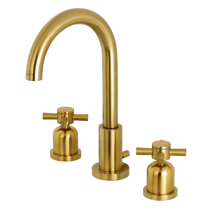 Kingston Sona FSC8923DX - Concord Two-Handle 3-Hole Deck Mount Widespread Bathroom Faucet with Brass Pop-Up, Brushed Brass