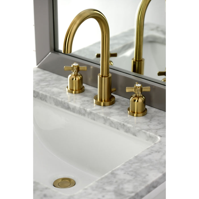 Millennium FSC8923ZX Two-Handle 3-Hole Deck Mount Widespread Bathroom Faucet with Pop-Up Drain, Brushed Brass