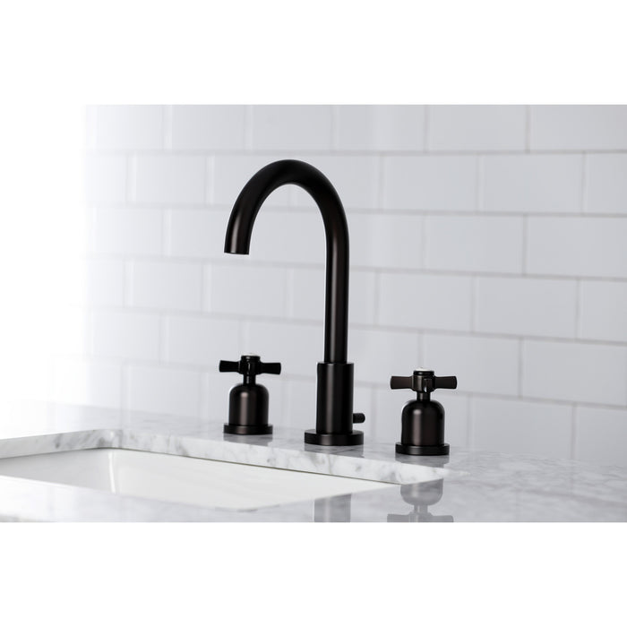 Kingston Sona FSC8925ZX - Millennium Two-Handle 3-Hole Deck Mount Widespread Bathroom Faucet with Brass Pop-Up, Oil Rubbed Bronze
