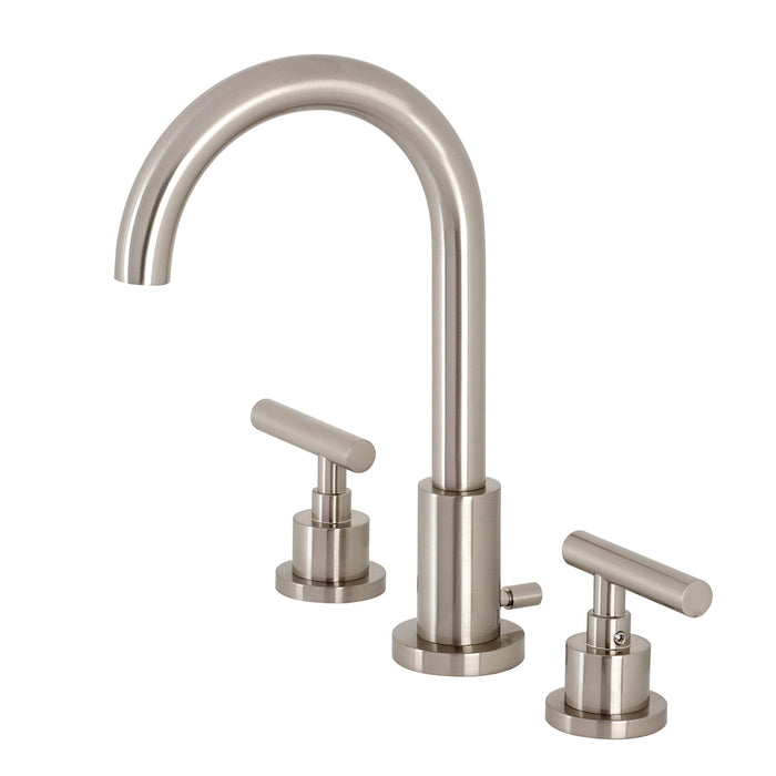 Manhattan FSC8928CML Two-Handle 3-Hole Deck Mount Widespread Bathroom Faucet with Pop-Up Drain, Brushed Nickel