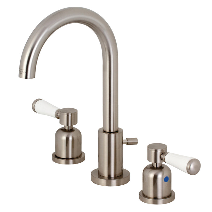 Paris FSC8928DPL Two-Handle 3-Hole Deck Mount Widespread Bathroom Faucet with Pop-Up Drain, Brushed Nickel