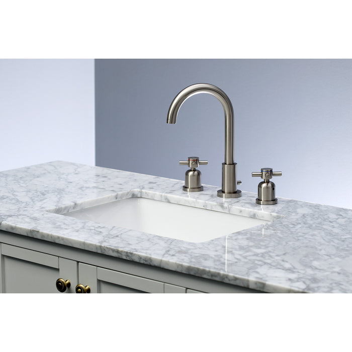 Kingston Sona FSC8928DX - Concord Two-Handle 3-Hole Deck Mount Widespread Bathroom Faucet with Brass Pop-Up, Brushed Nickel