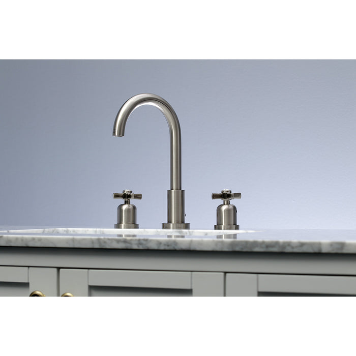 Millennium FSC8928ZX Two-Handle 3-Hole Deck Mount Widespread Bathroom Faucet with Pop-Up Drain, Brushed Nickel