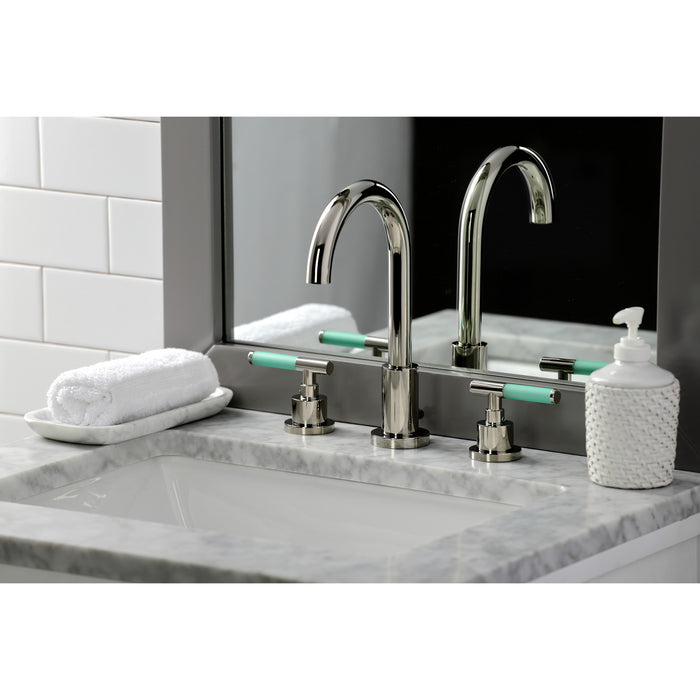 Kaiser FSC8929CKL Two-Handle 3-Hole Deck Mount Widespread Bathroom Faucet with Pop-Up Drain, Polished Nickel
