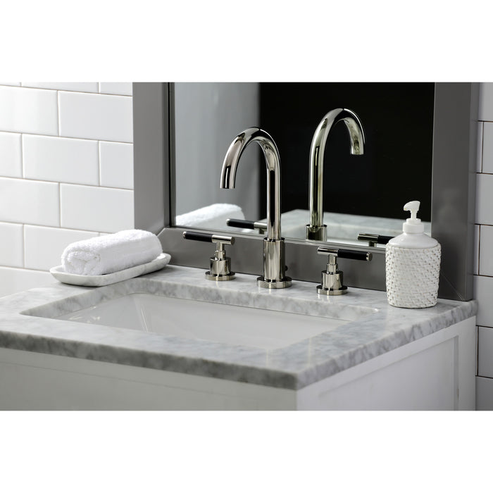 Kaiser FSC8929CKL Two-Handle 3-Hole Deck Mount Widespread Bathroom Faucet with Pop-Up Drain, Polished Nickel