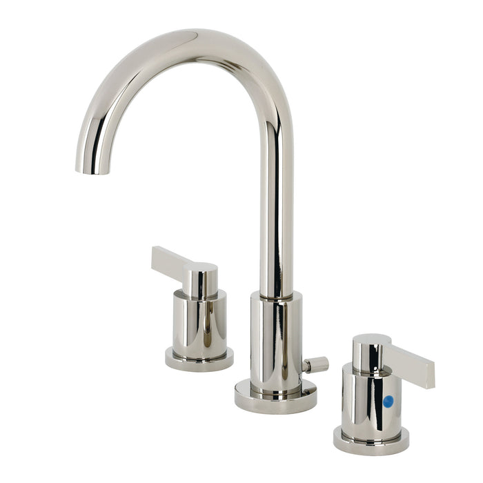 NuvoFusion FSC8929NDL Two-Handle 3-Hole Deck Mount Widespread Bathroom Faucet with Pop-Up Drain, Polished Nickel