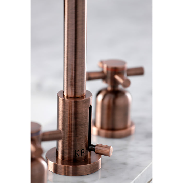 Kingston Sona FSC892DXAC - Concord Two-Handle 3-Hole Deck Mount Widespread Bathroom Faucet with Brass Pop-Up, Antique Copper