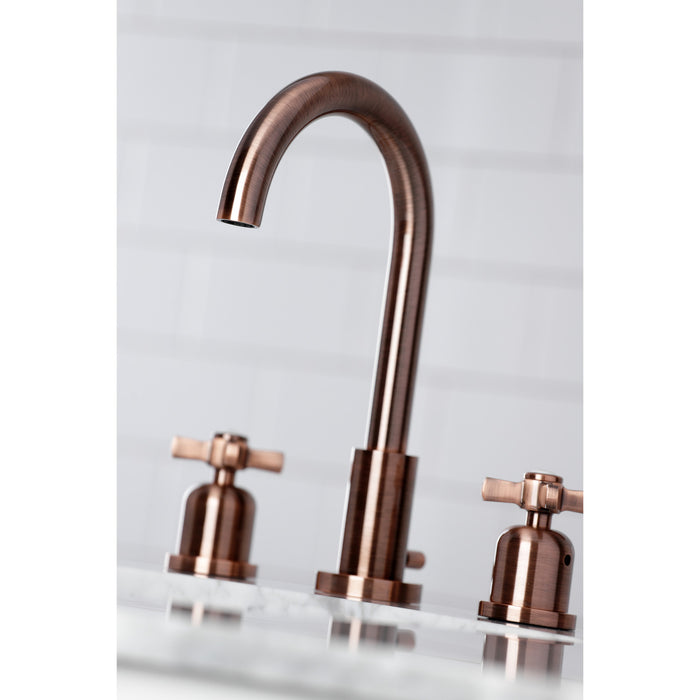 Kingston Sona FSC892ZXAC - Millennium Two-Handle 3-Hole Deck Mount Widespread Bathroom Faucet with Brass Pop-Up, Antique Copper