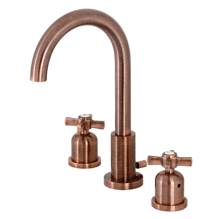 Kingston Sona FSC892ZXAC - Millennium Two-Handle 3-Hole Deck Mount Widespread Bathroom Faucet with Brass Pop-Up, Antique Copper